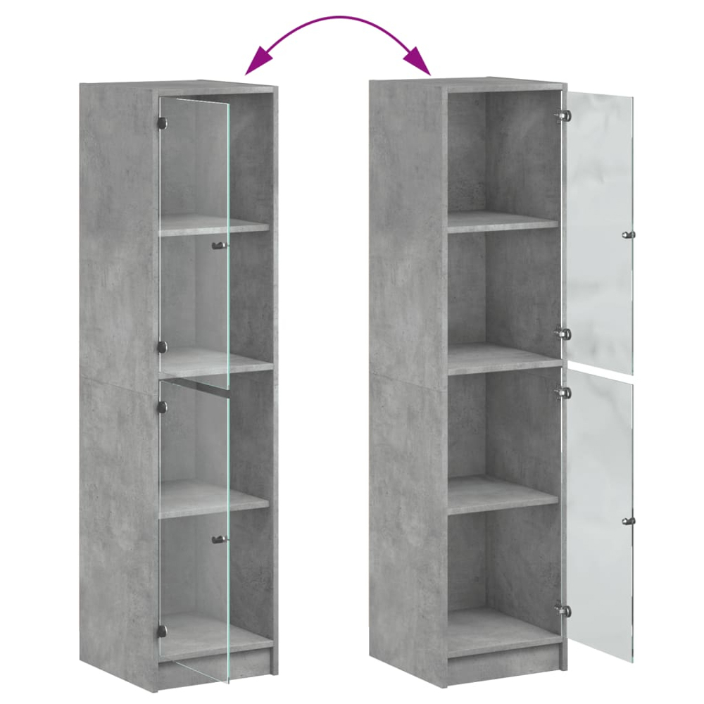 vidaXL 2 Glass Door Concrete Grey Highboard Image 9