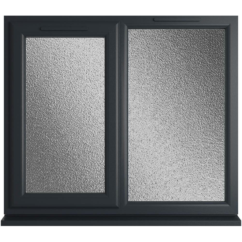 Crystal uPVC Triple Glazed Window LH Side Hung Next to a Fixed Grey White Obscure Glass 1190x1040mm Image 1