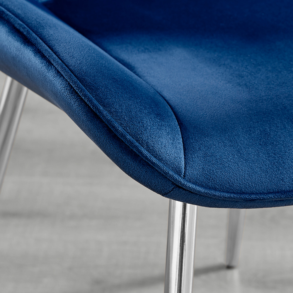 Furniturebox Elissa Cesano Marble Effect 2 Seater Round Dining Set White Navy and Chrome Image 7