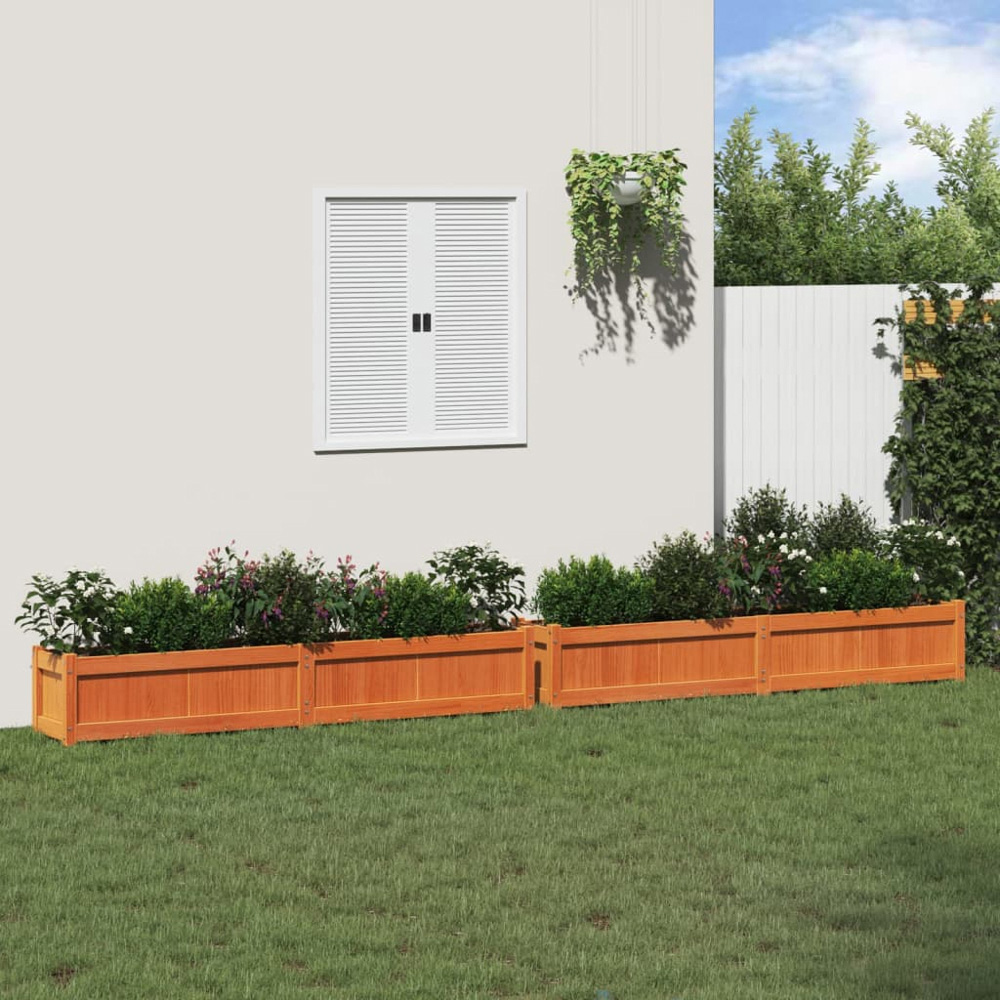 vidaXL Brown Pine Wood Garden Planter 31 x 180 x 31cm 2 Pack Image 2