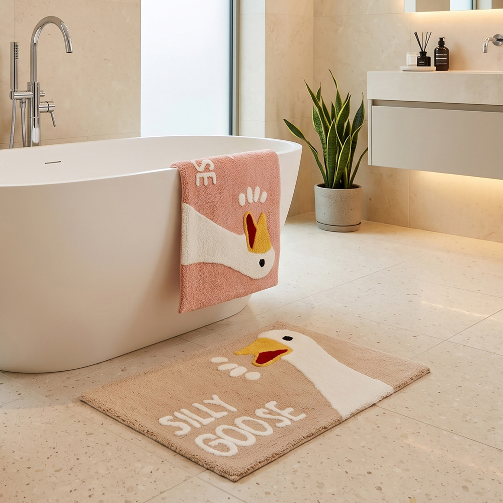 Allure Bath Fashions Beige Silly Goose Slogan Non-Slip Bath Mat 50 x 80cm Image 7