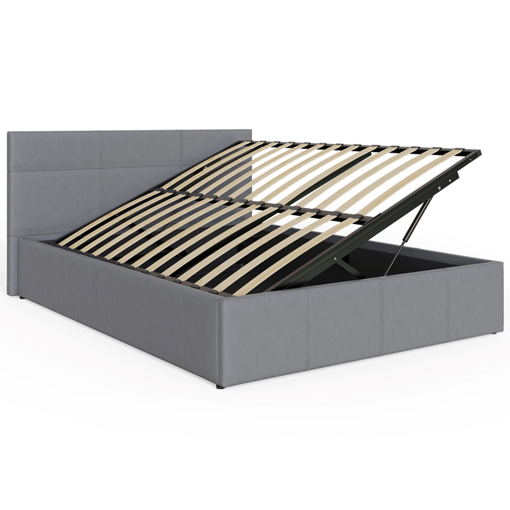 GFW Double Grey Faux Leather Side Lift Ottoman Bed with Bonnell Mattress Image 5