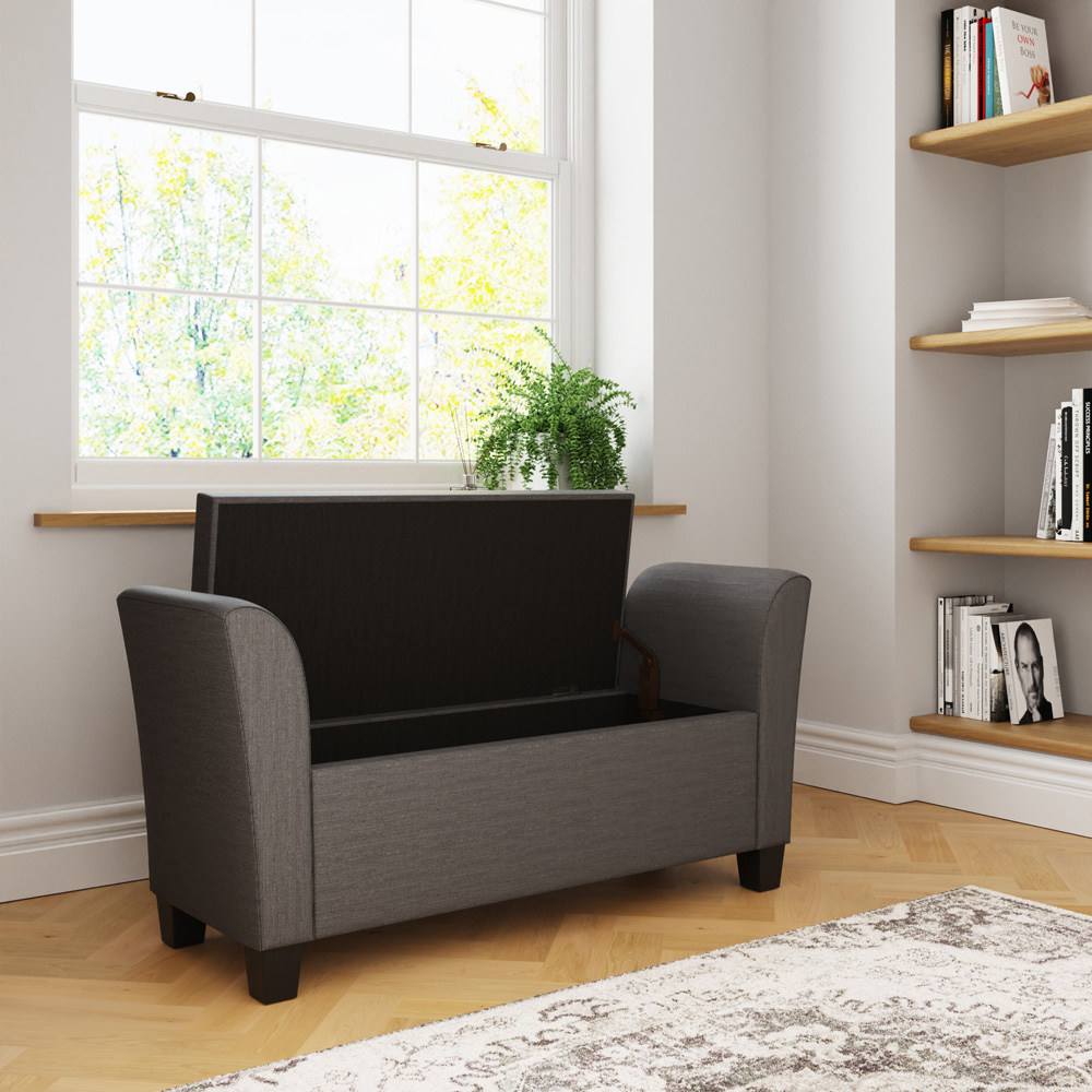GFW Verona Charcoal Grey Upholstered Window Seat Image 7