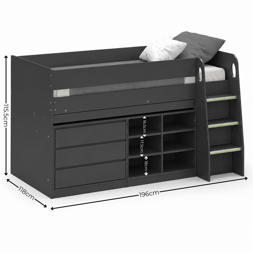 Julian Bowen Vespa Anthracite Mid Sleeper Bed with Desk Image 9