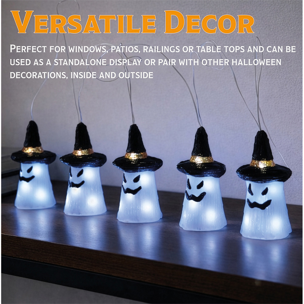 FXLab 8 White LED Acrylic Ghost Outdoor Halloween Decoration Set of 5 Image 6