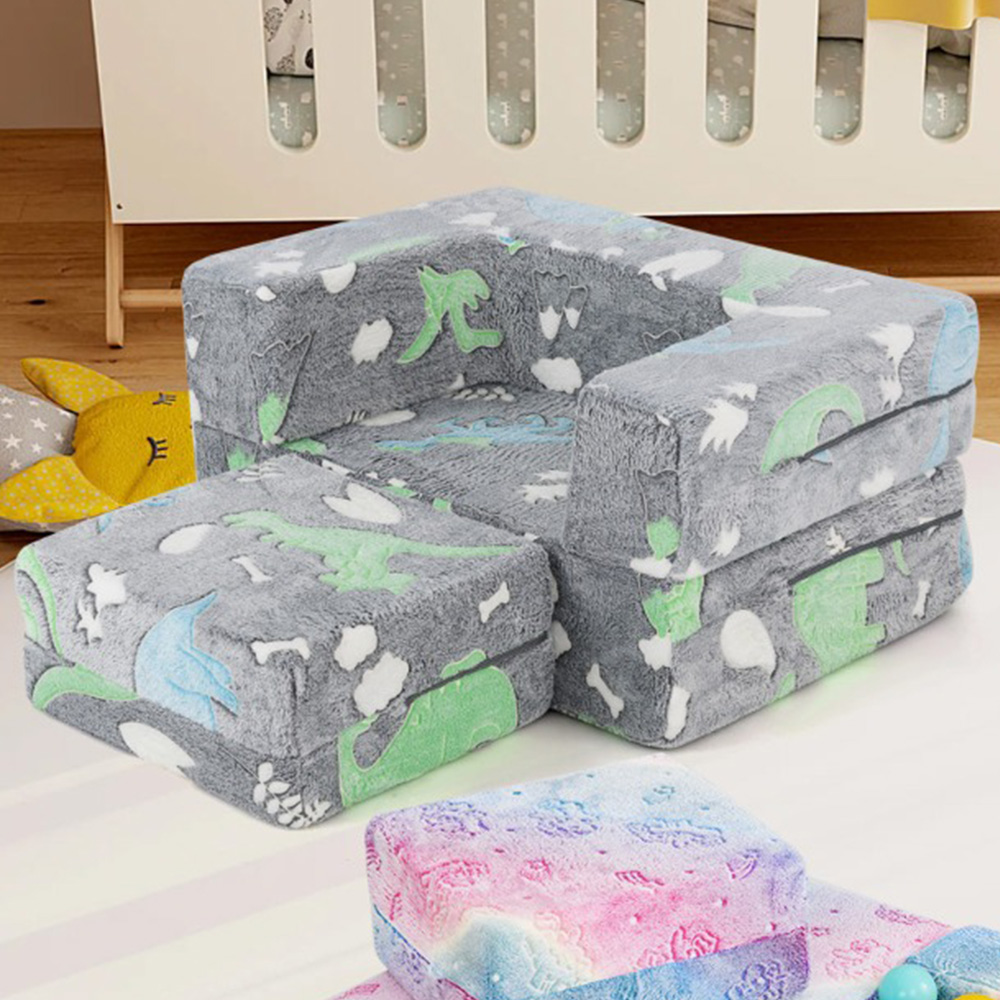 Costway Grey Toddler Play Couch with Machine Washable Cover Image 1