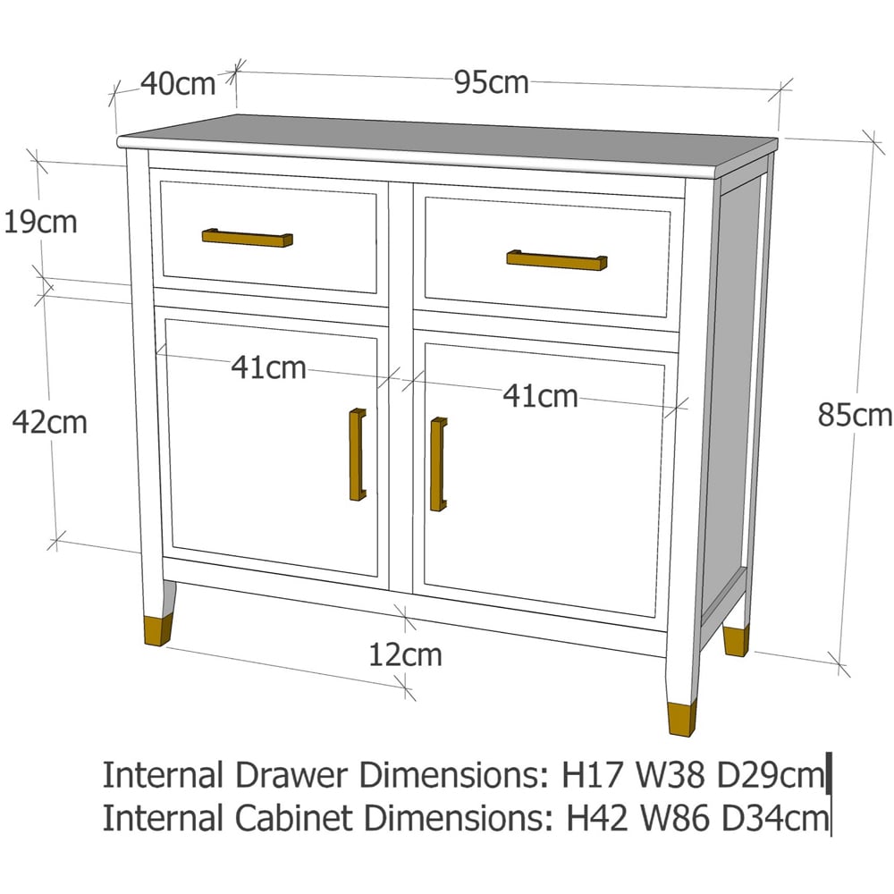 Palazzi 2 Doors 2 Drawers Black Sideboard Image 9