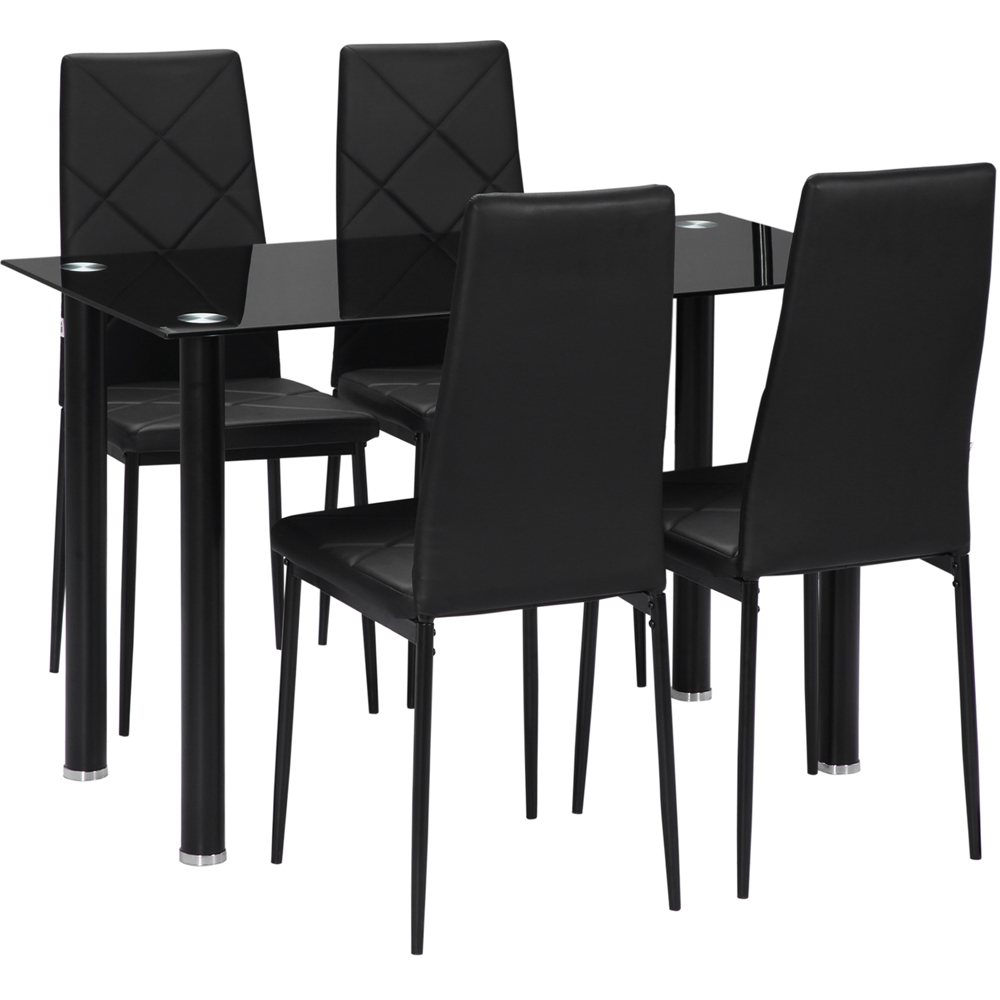 Portland 4 Seater Black Dining Table with Chairs Wilko