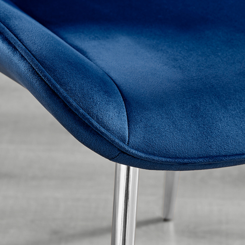 Furniturebox Copeland Cesano Marble Effect 6 Seater Dining Set White Navy and Chrome Image 8