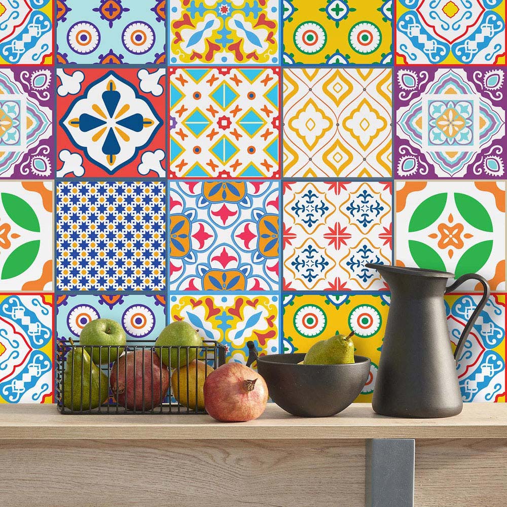 Walplus Classic Mediterranean Colourful Mixed 2 Tile Sticker 24 Pack Image 4