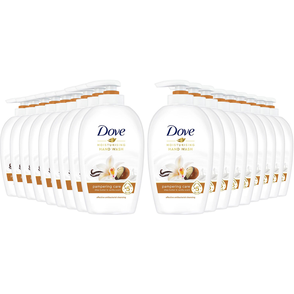Dove Moisturising Pampering Care Shea Butter and Vanilla Hand Wash 250ml 12 Pack Image 1