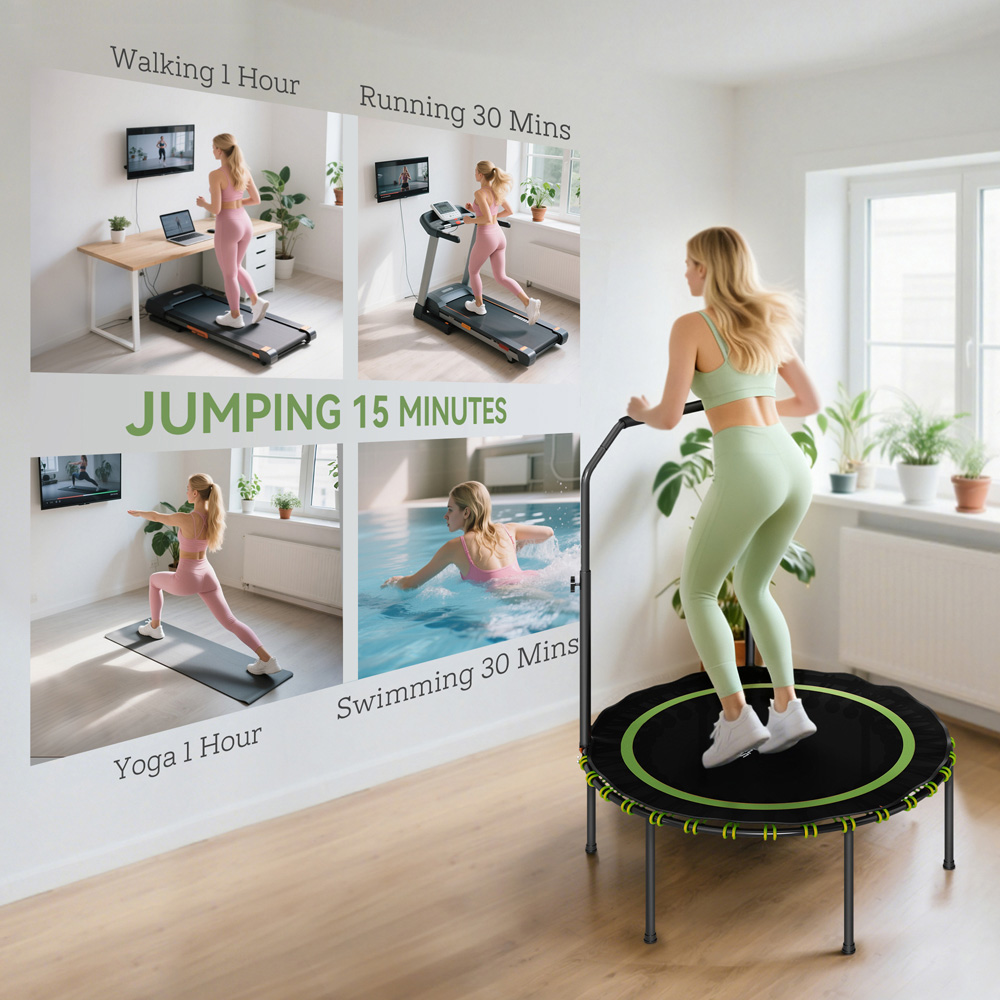 SPORTNOW 3.3ft Green Foldable Rebounder Mini Trampoline with Handle Image 7