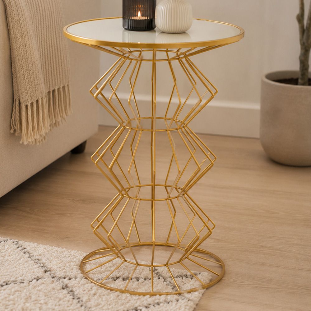Premier Housewares Compact Gold Frame Side Table Image 1