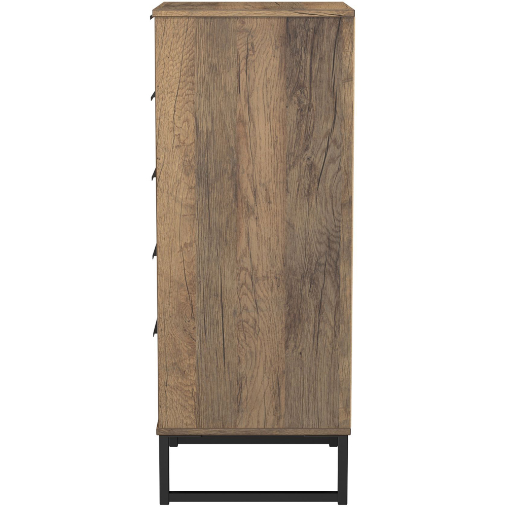Crowndale Hong Kong 5 Drawer Vintage Oak Tall Bedside Cabinet Ready Assembled Image 4