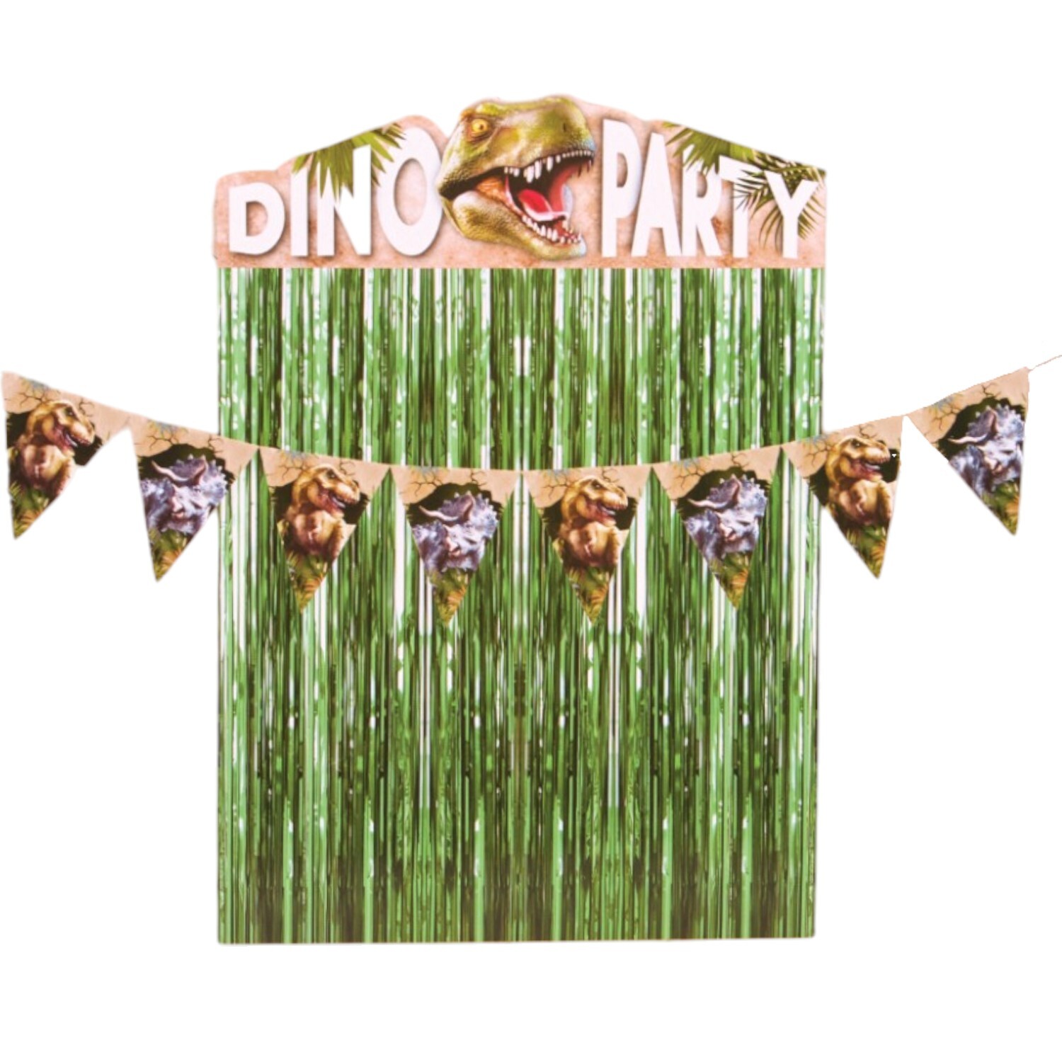 Dinosaur Party Door Fringe and Bunting Set Green Image 2