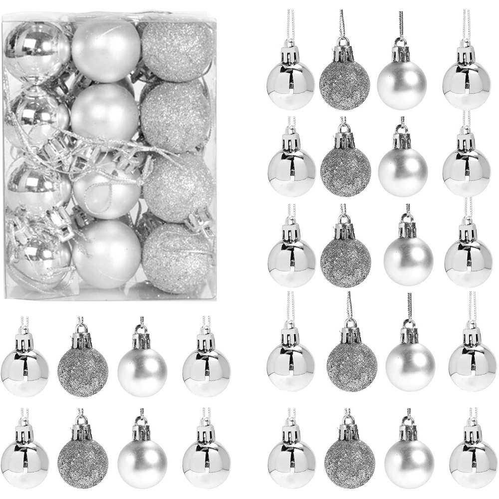 Shatchi 3cm Silver Shatterproof Christmas Bauble 12 Pack Image 3
