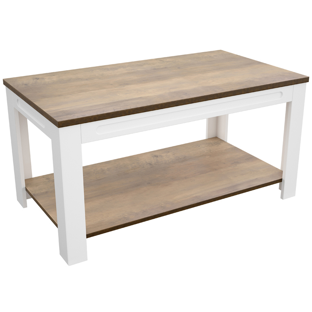 AVF Whitesands Satin White and Wood Coffee Table Image 2