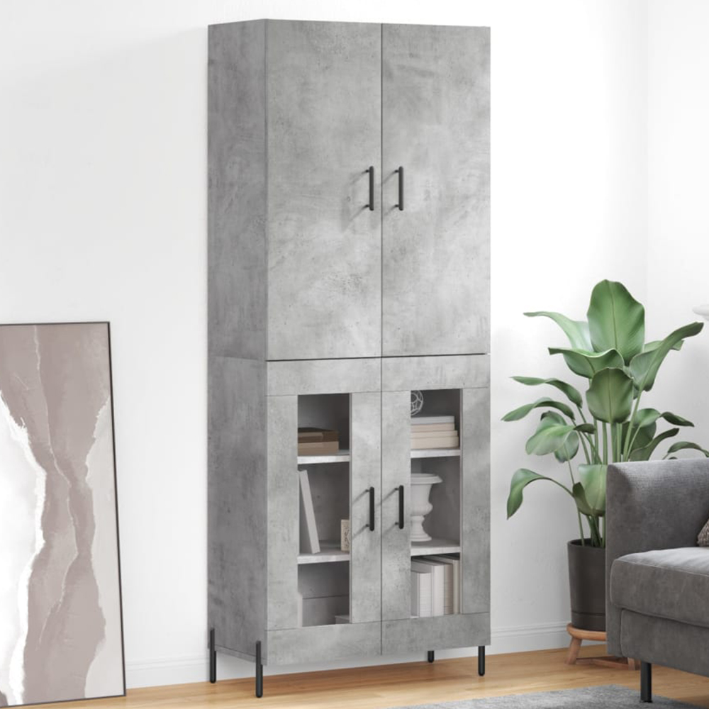 vidaXL 4 Door Concrete Grey Highboard Image 1