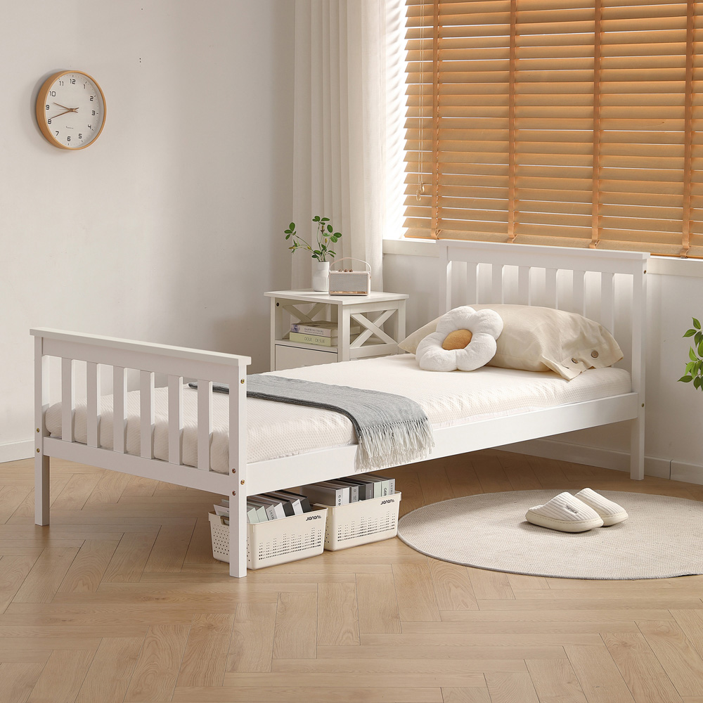 Brooklyn Single White Wooden Bed Frame Image 3