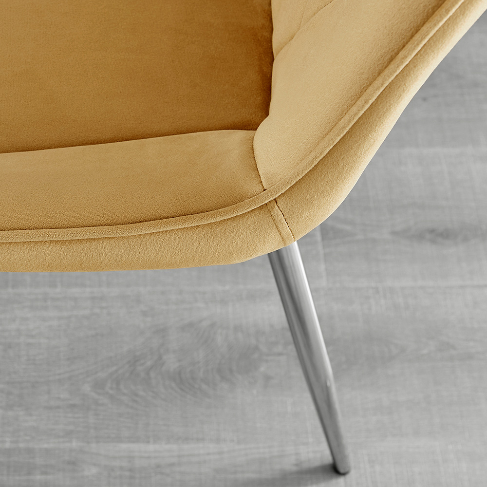 Furniturebox Copeland Cesano Marble Effect 2 Seater Dining Set White Mustard and Chrome Image 8