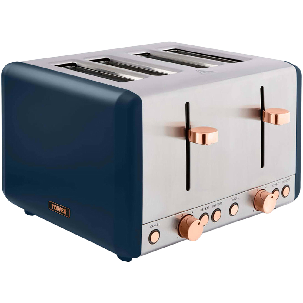 Tower Cavaletto T20051MNB Midnight Blue 4 Slice Toaster Image 1