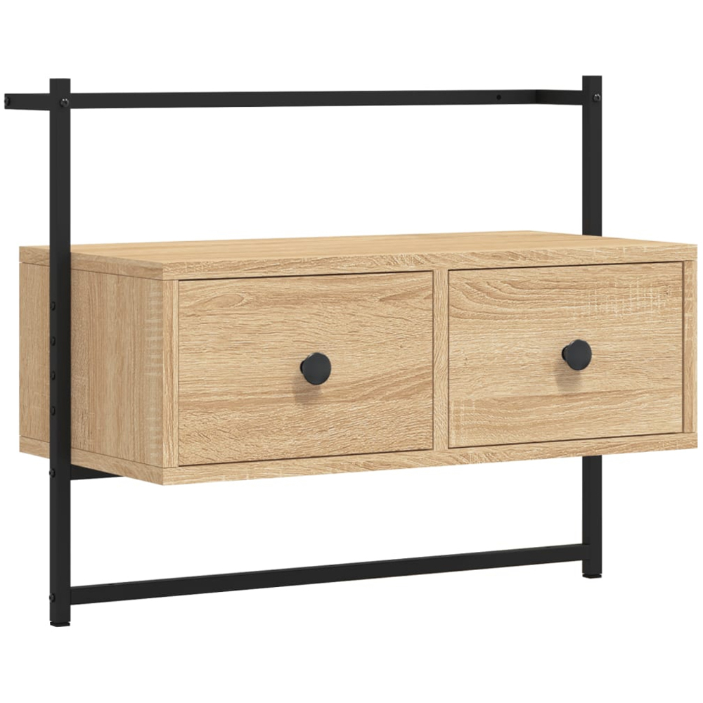 vidaXL 2 Drawer Sonoma Oak Wall Mounted TV Cabinet Image 2