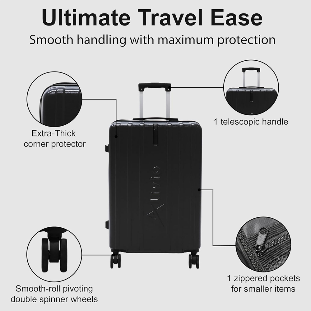 Alivio Set of 3 Black Hard Shell Luggage Suitcase Image 6