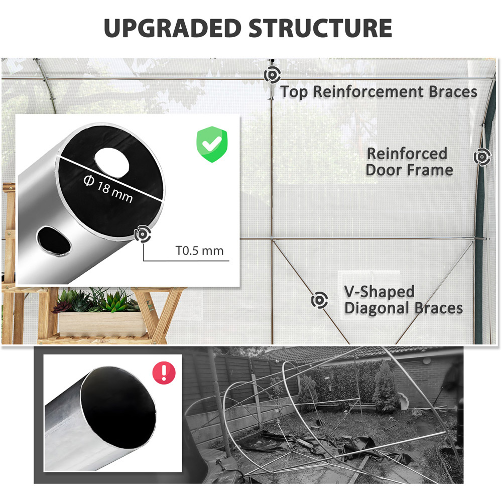 Outsunny 6.5 x 9.7ft Walk-in Tunnel Greenhouse with Mesh Door and Window Image 7