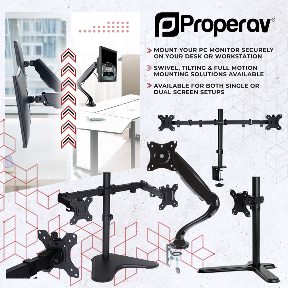 ProperAV 13 to 32 Inch Dual Swing Arm Full Motion Desk Top Monitor Mount Image 7