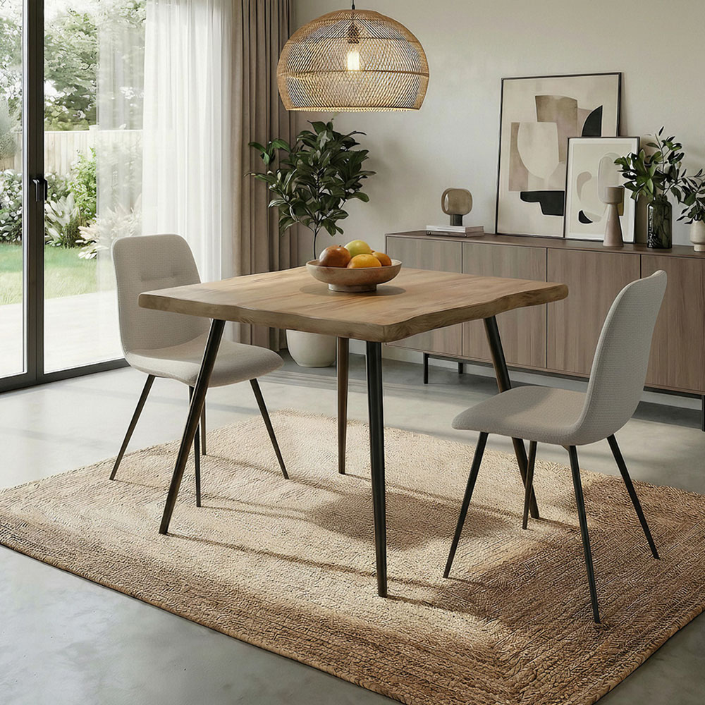 Home Source Avara and Ashford 2 Seater Square Dining Set Oak Woodgrain Effect and Off White Image 6