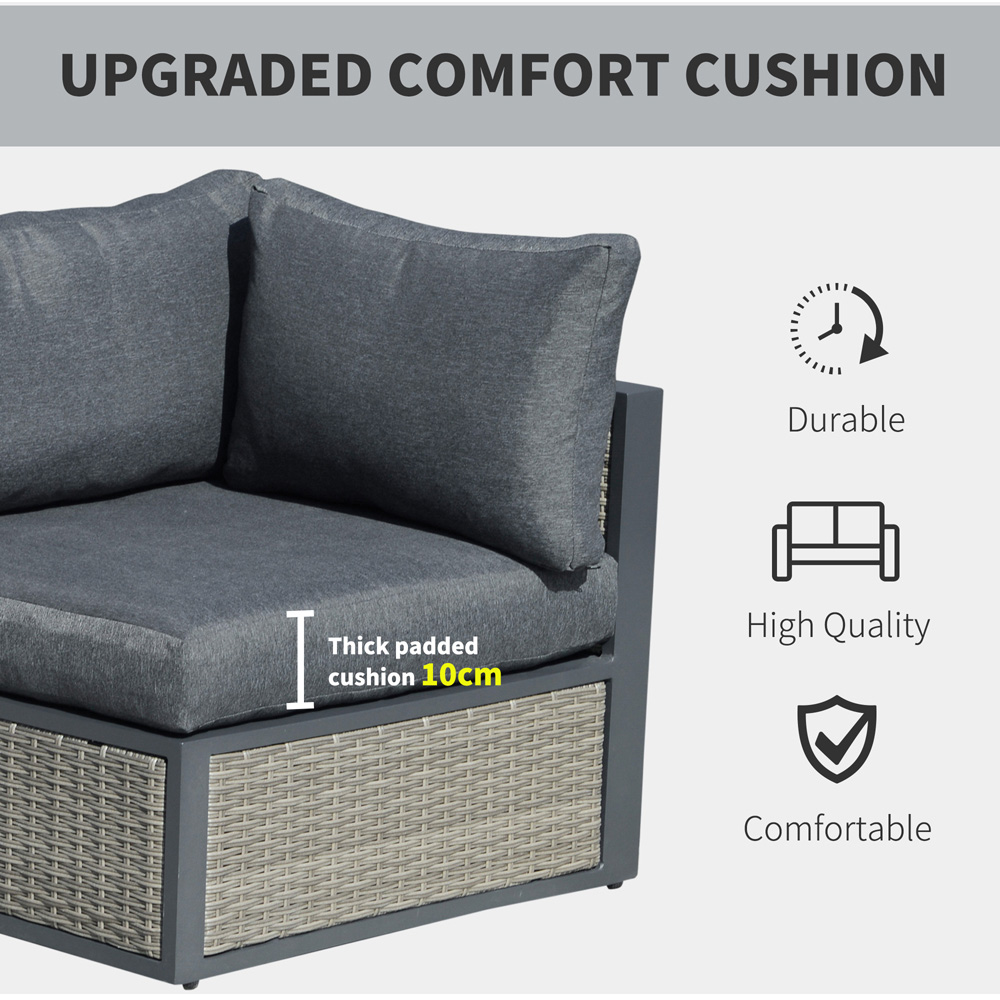 Outsunny 5 Seater Grey PE Rattan Sofa Lounge Set Image 6