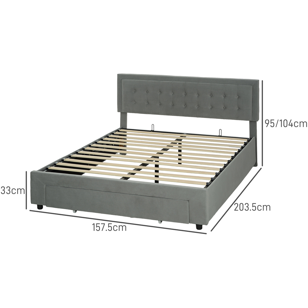 Portland Grey Velvet Storage King Size Bed Image 7