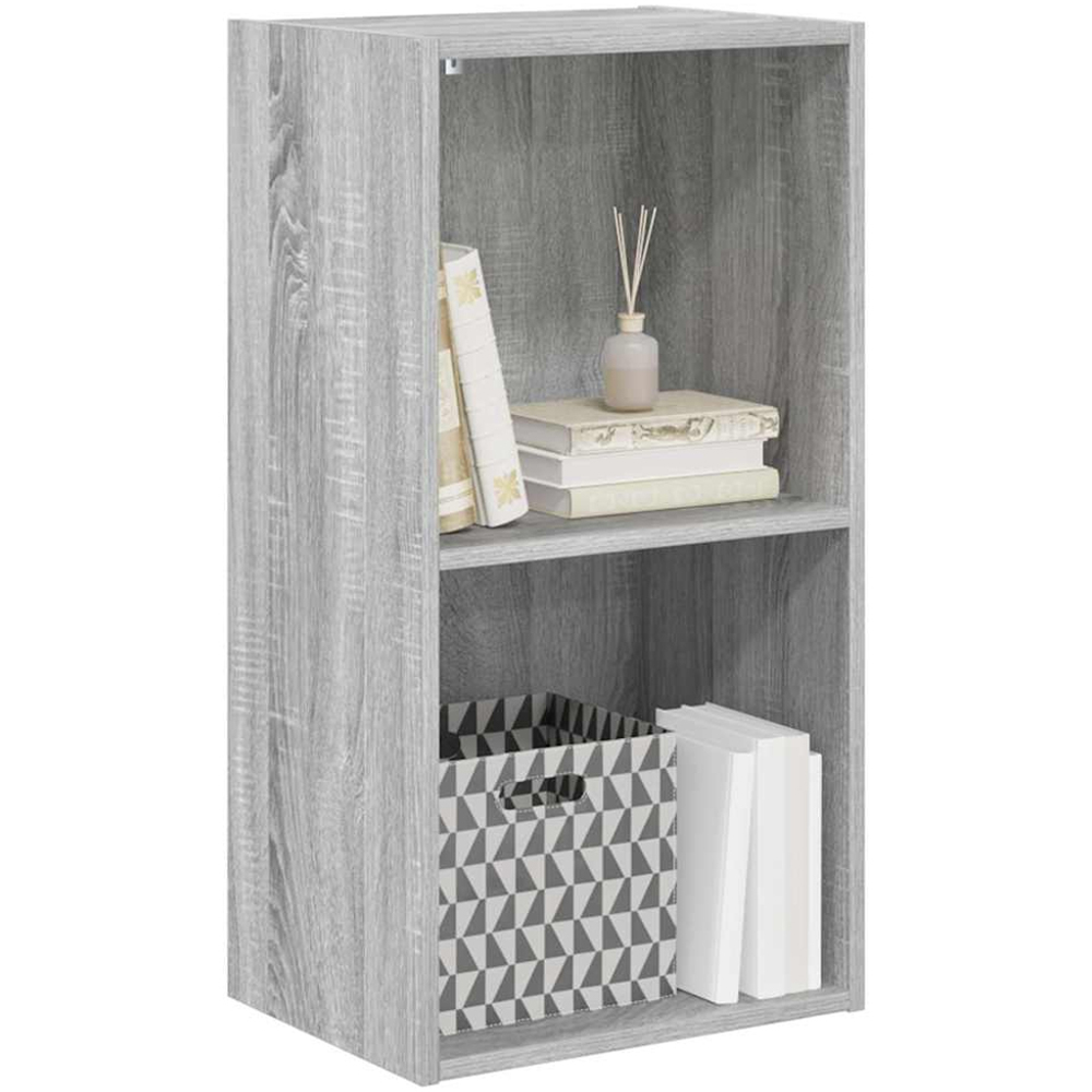vidaXL 2 Shelf Grey Sonoma Small Bookcase Image 4