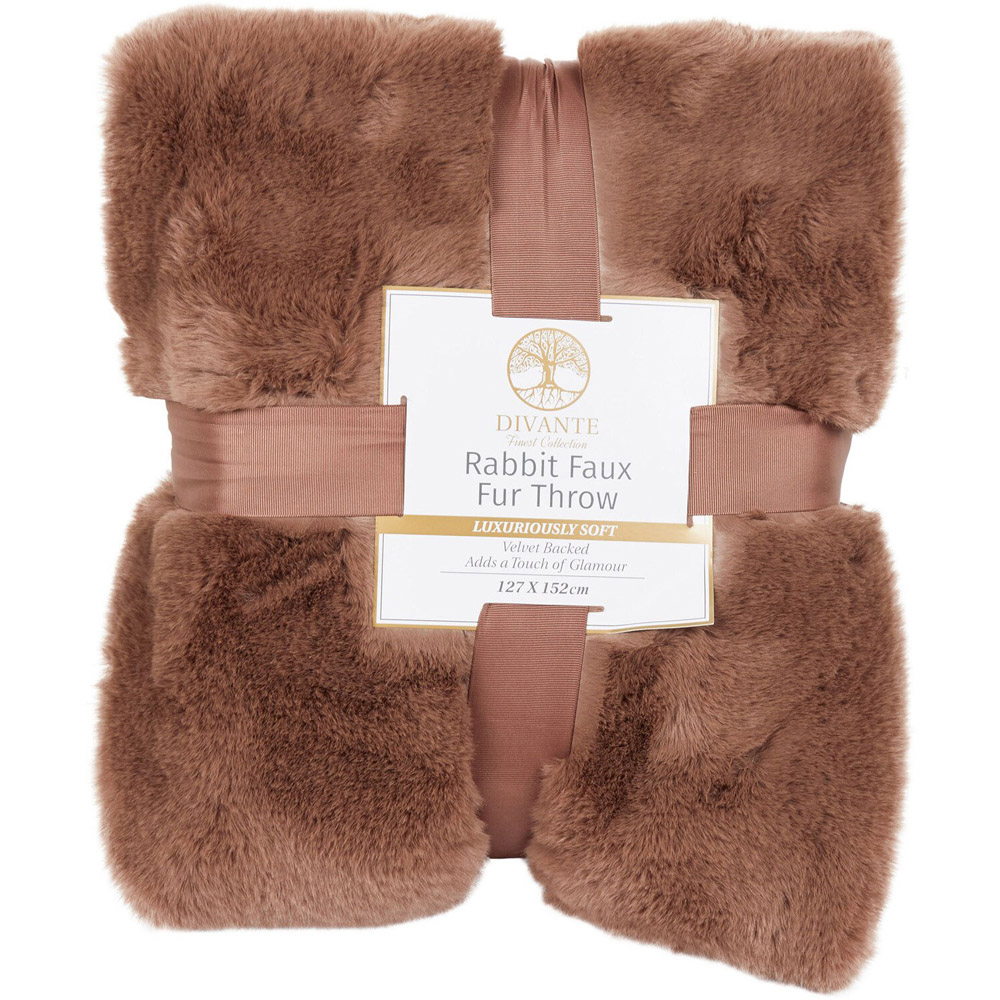 Rabbit Faux Fur Throw - Mocha / Medium Image 1