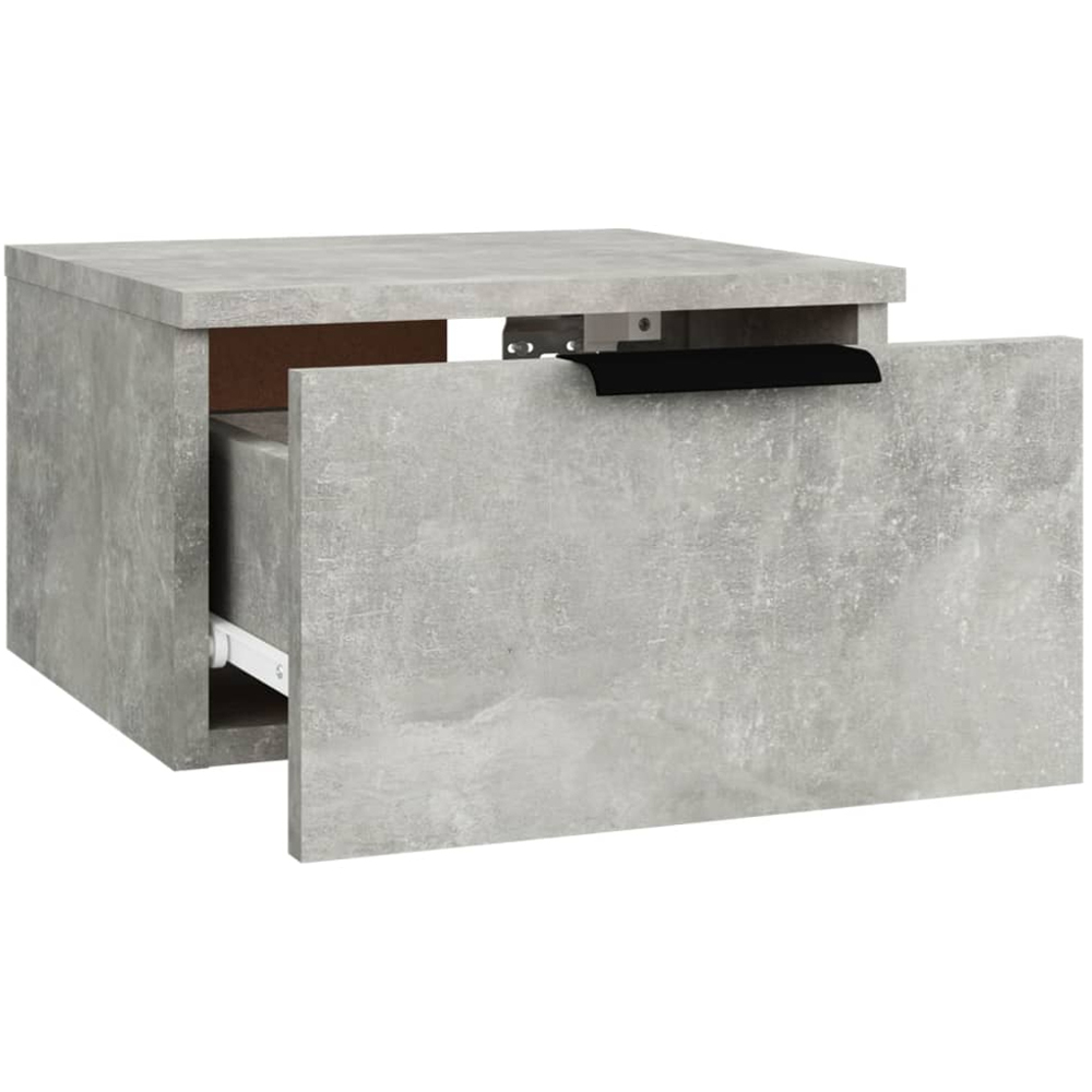 vidaXL Single Drawer Concrete Grey Wall-Mounted Bedside Cabinet Image 5