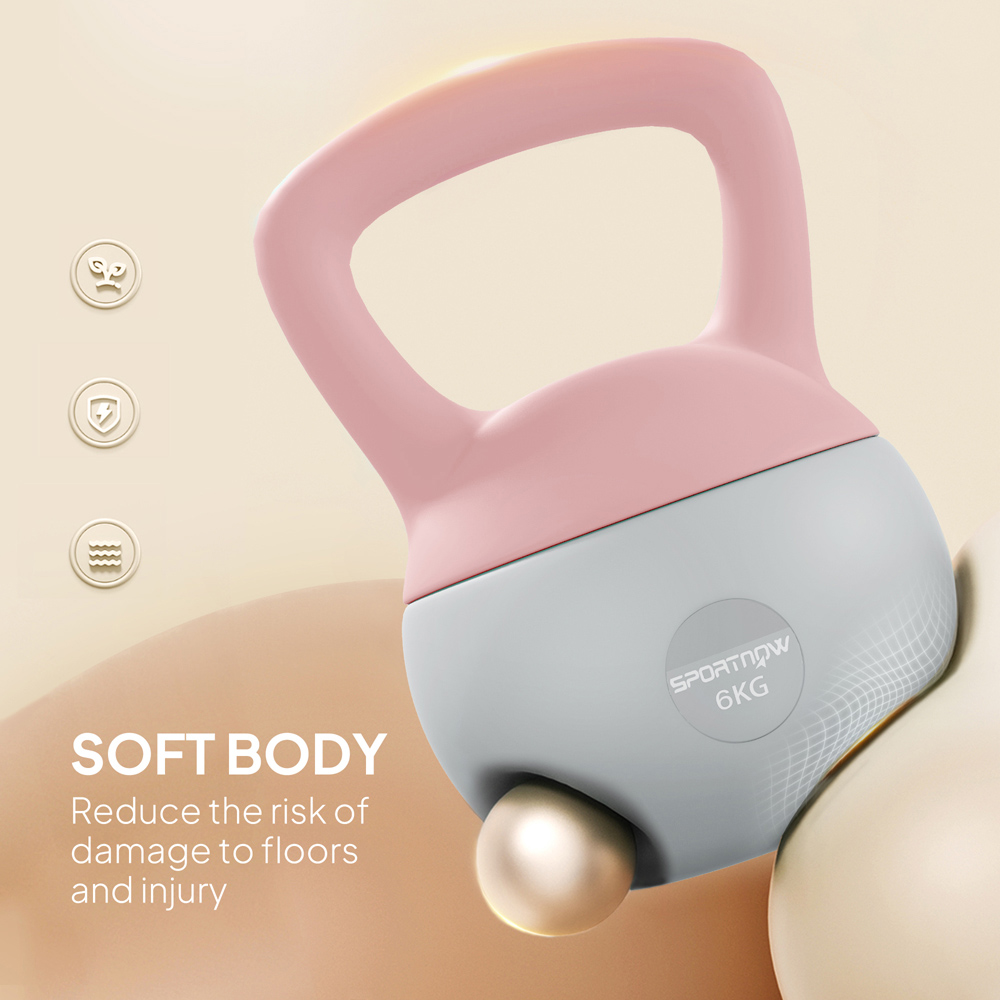 SPORTNOW Pink and Grey Soft Body Kettlebell with Non Slip Handle 6kg Image 7