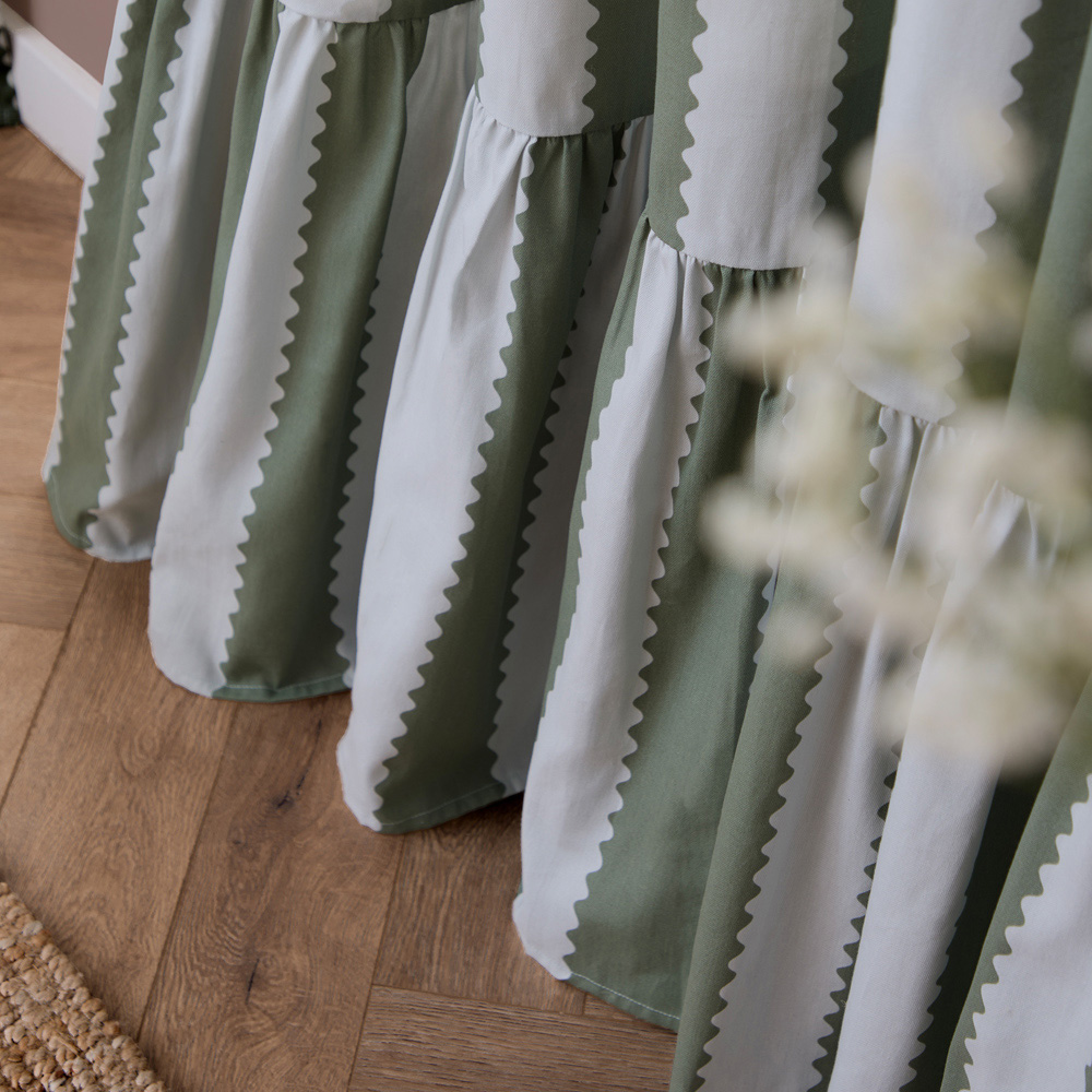 Furn Birdie Bay Green and Mist Stripe Cotton Fully Lined Pencil Pleat Curtains 168 x 229cm Image 4