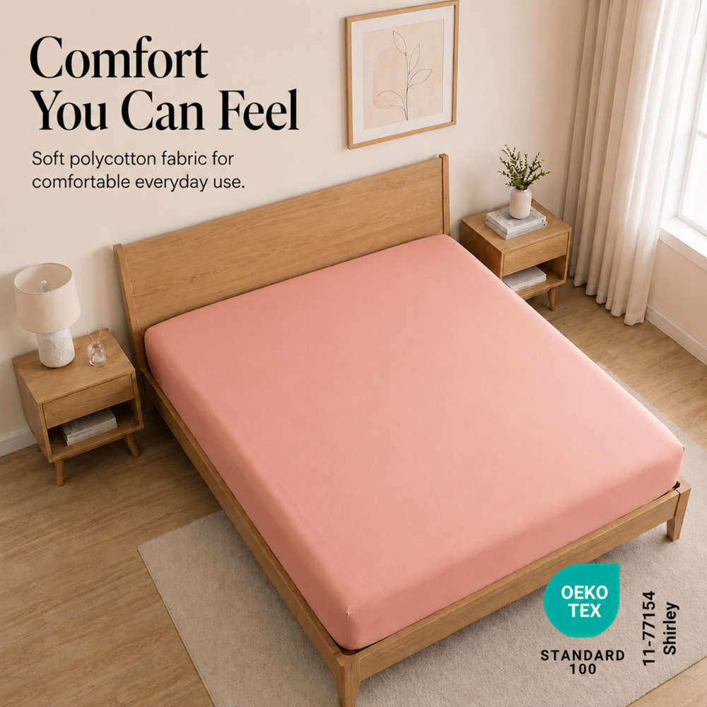 MHG Living Double Blush 30cm Deep Pocket Fully Elasticated Fitted Sheet Image 7