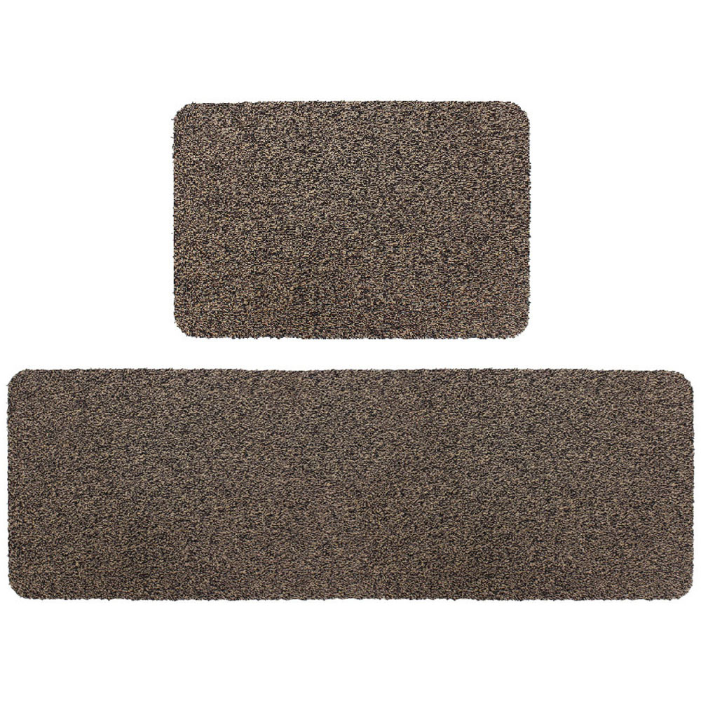 JVL Tanami Brown Barrier Doormat and Runner Set of 2 Image 1