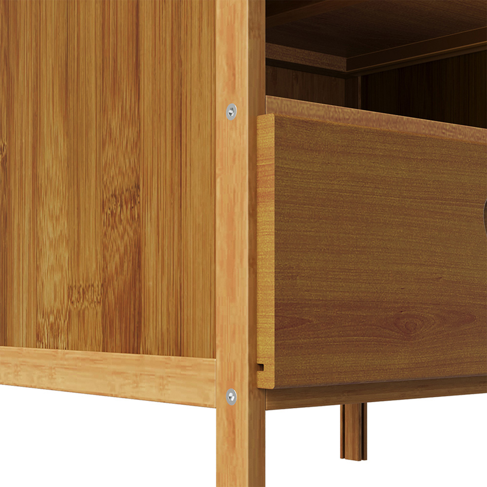 Living and Home Single Drawer 2 Shelf Tea Colour Bedside Table Image 5