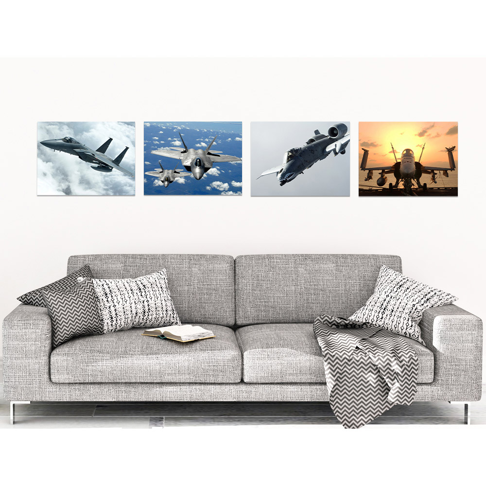Artery8 Warthog Eagle Hornet Raptor Fighter Jets Wall Art Print 30 x 41cm 4 Pack Image 2