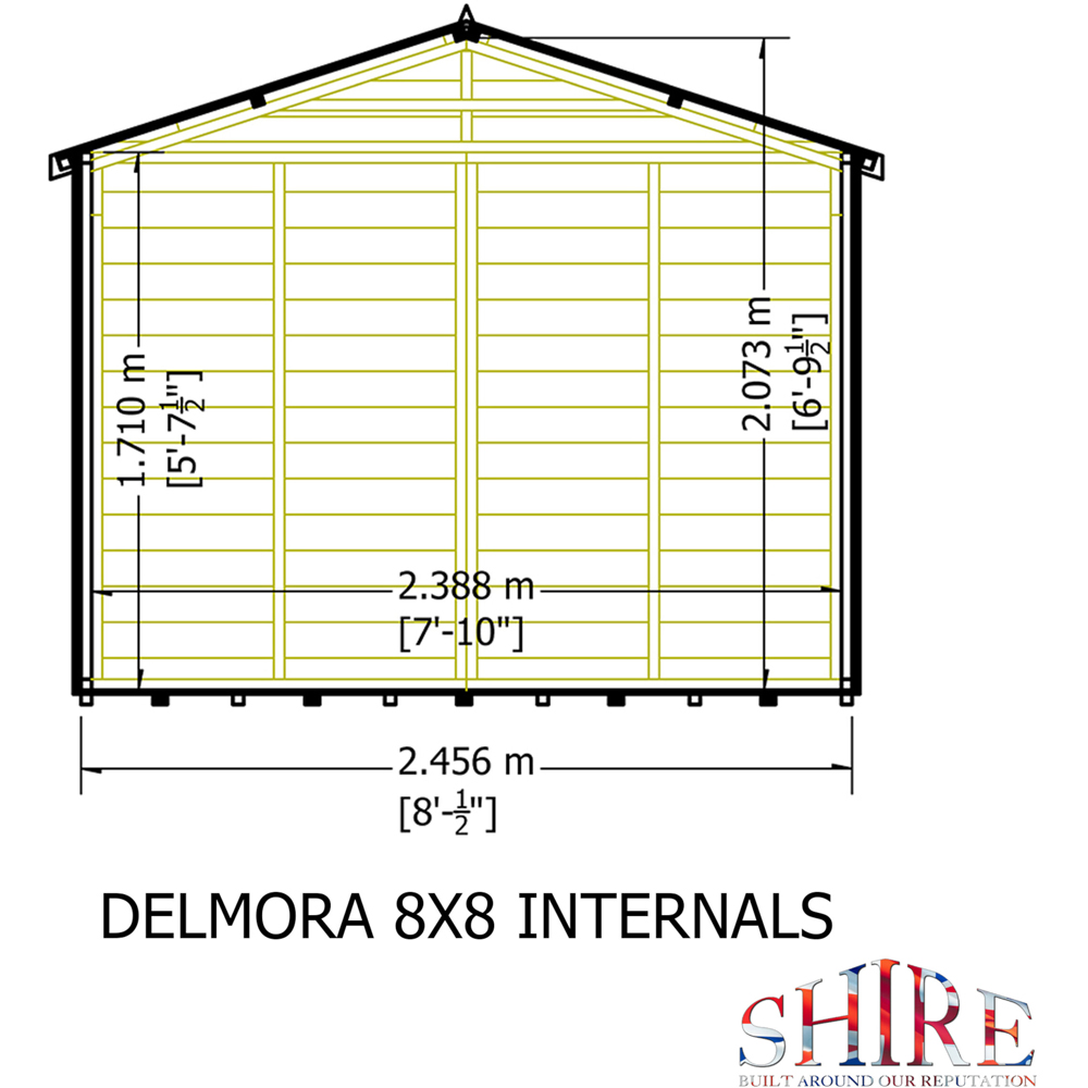 Shire Delmora 8 x 8ft Double Door Traditional Summerhouse Image 8