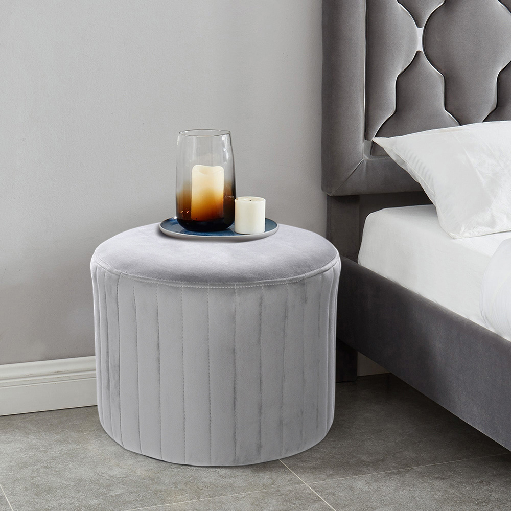 Living and Home Grey Pouffe Ottoman Image 8