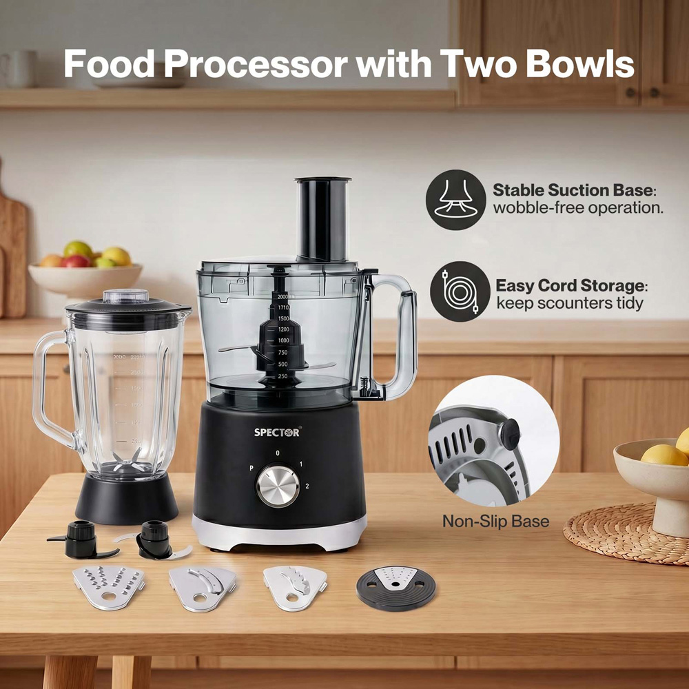 Spector Black 2.5L 2-Speed Food Processor 1500W Image 7
