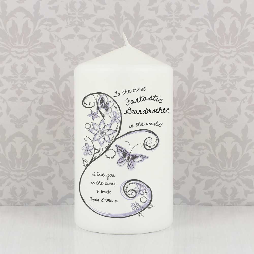 Personalised Memento Personalised Flower Pattern Pillar Candle Image 3