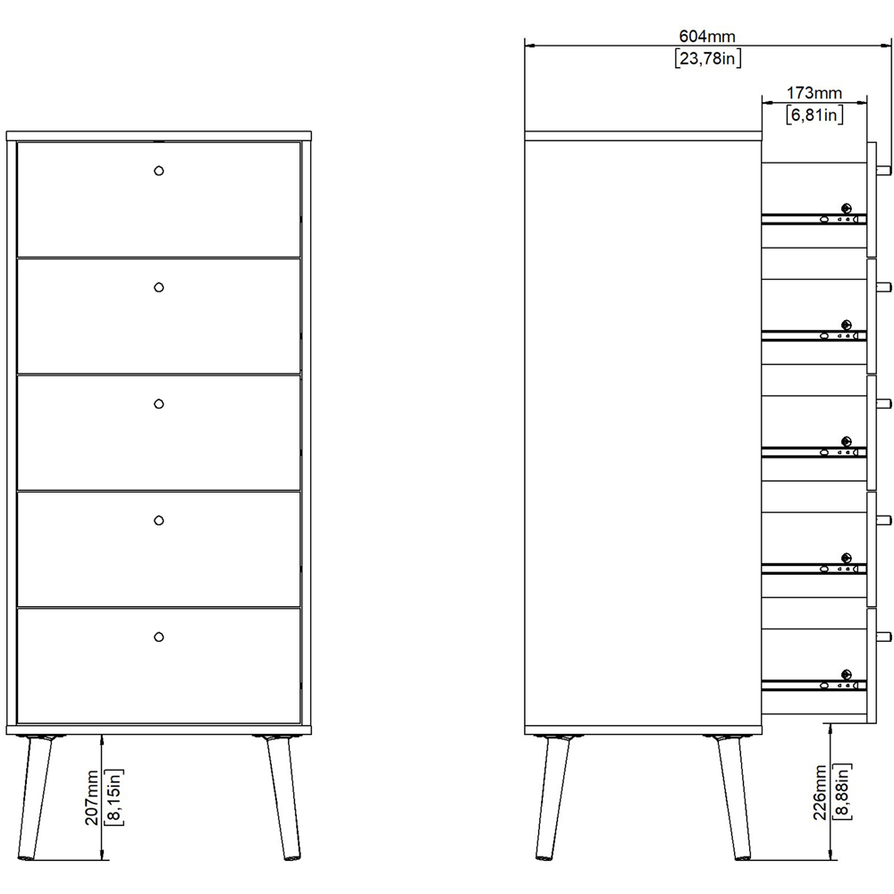 Florence Cumbria 5 Drawer White Chest of Drawers Image 4