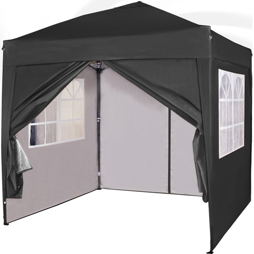 Black Pop Up Outdoor Canopy Tent with Removable Sidewalls 2 x 2m Image 2