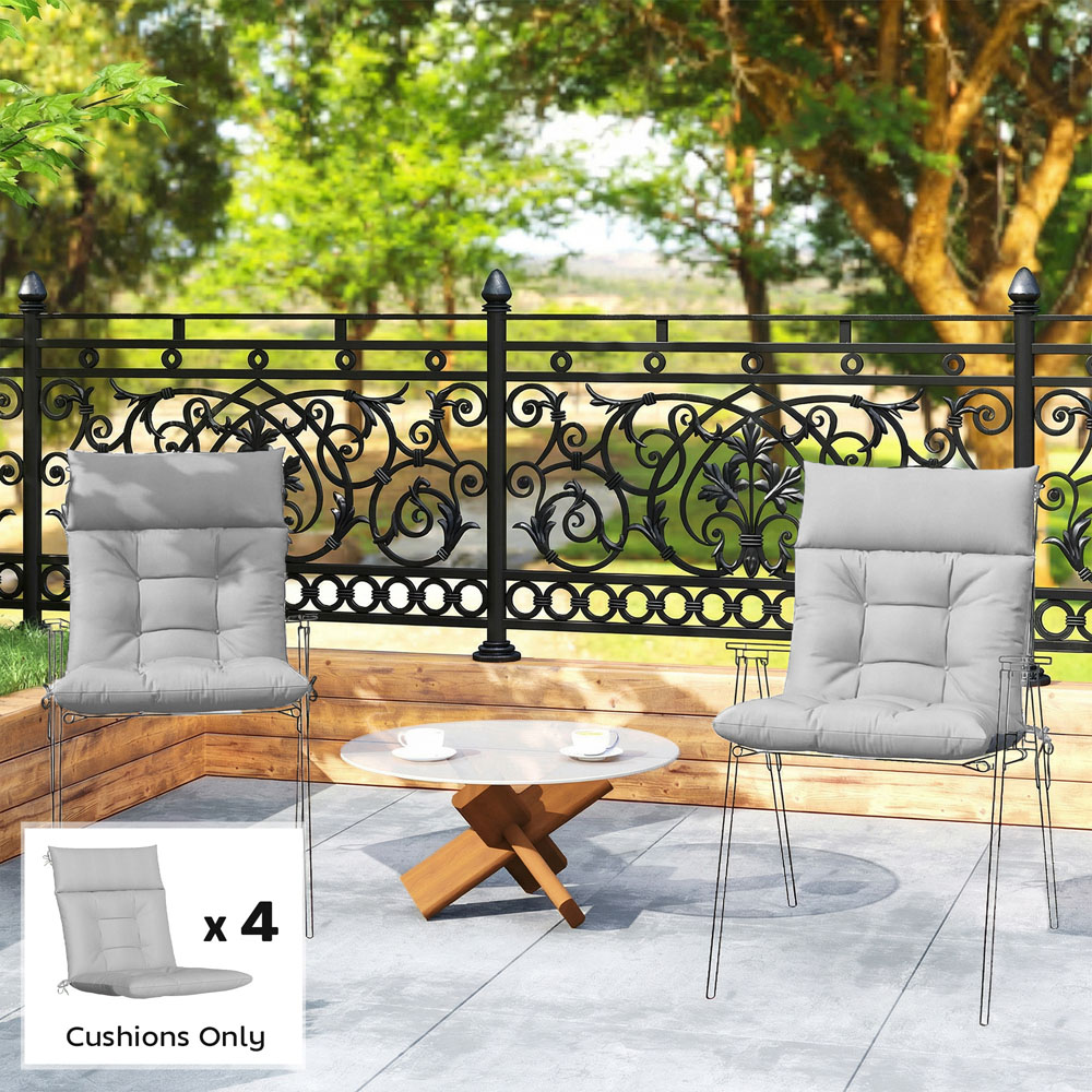 Outsunny Light Grey Waterproof Garden Chair Cushion 111.5 x 53cm 4 Pack Image 2
