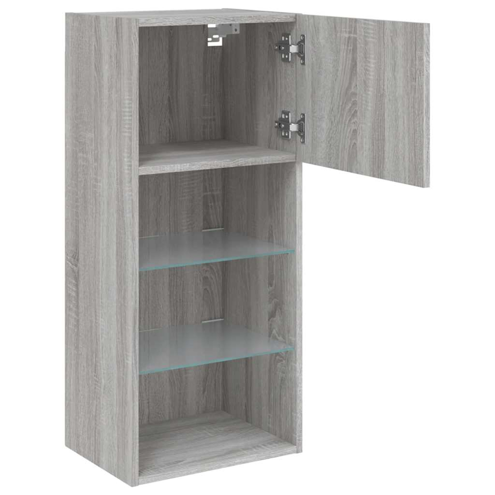 vidaXL Single Door 3 Shelf Grey Sonoma TV Cabinet with LED Lights Image 8