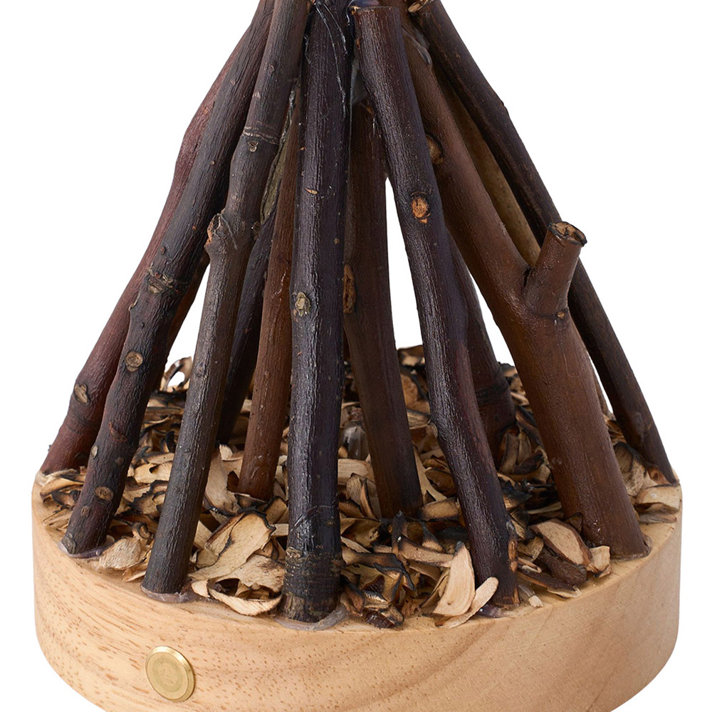Living and Home Natural Wood LED Campfire Night Light Image 4